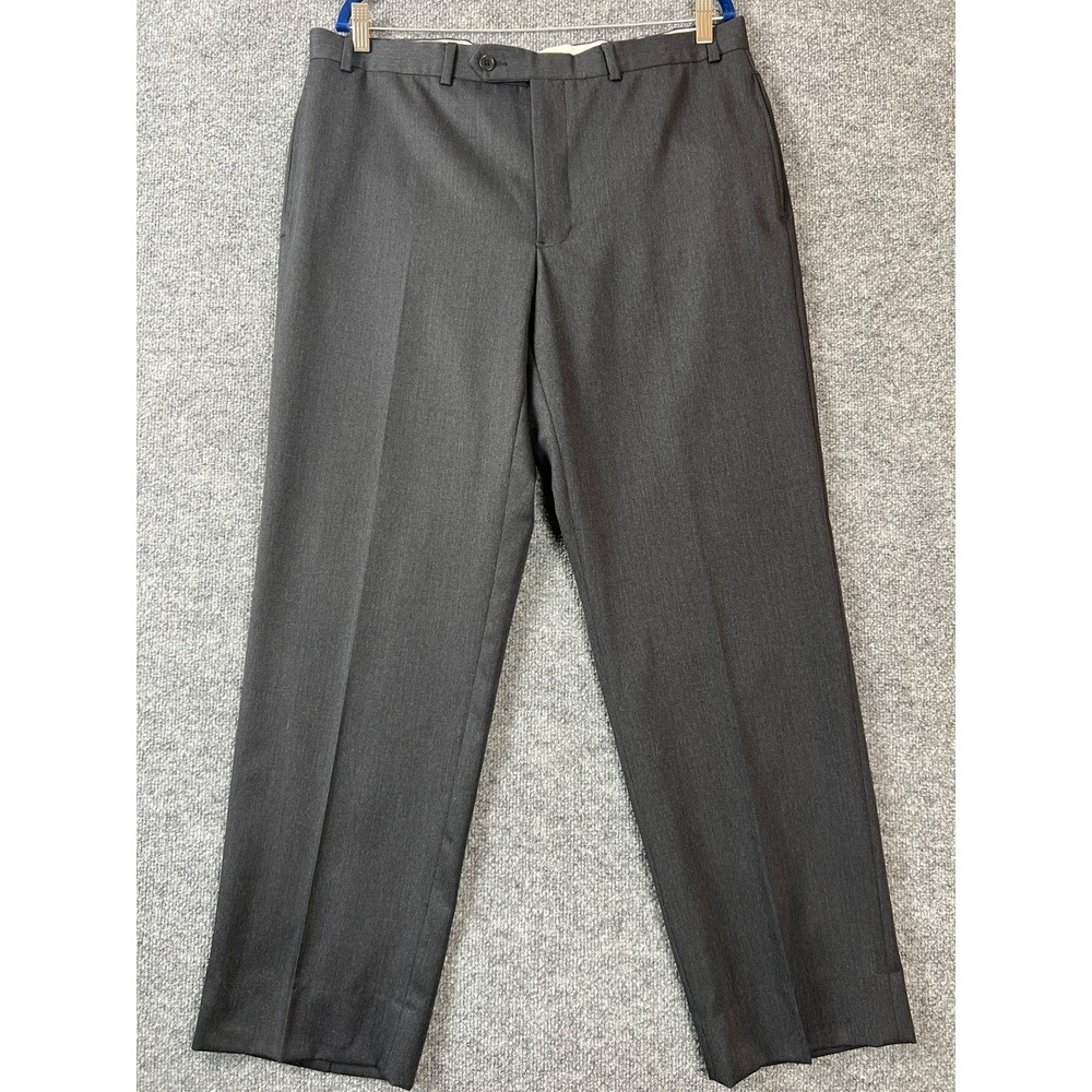 Brooks Brothers Dress Pants Men 38x30 Charcoal Gray 100% Wool Flat Front Preppy